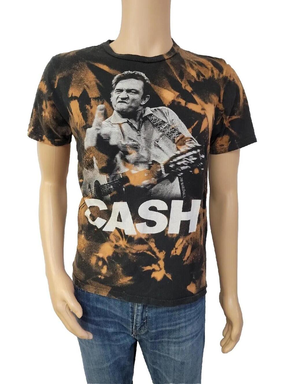JIM MARSHALL JOHNNY CASH Stars PHOTO MEN'S T SHIRT Size S Dyed Black #C